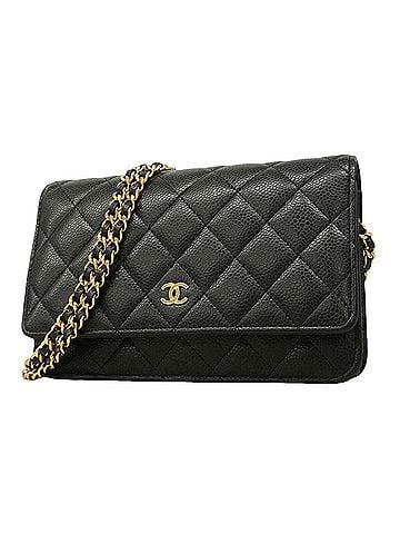 Chanel Chanel Matelassé Chain Shoulder Wallet, Caviar Leather, Black, Women's (view 1)