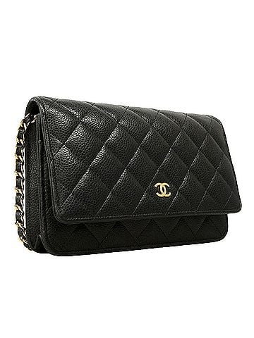 Chanel Chanel Matelassé Chain Shoulder Wallet, Caviar Leather, Black, Women's (view 2)