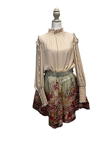 Max Studio Cream Ruffle-Neck Long Sleeve Blouse Long Sleeve T-Shirt (view 1)