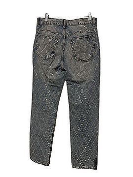 Zara Blue Diamond-Print Straight Jeans Jeans (view 2)