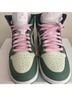 Nike 100% Leather Green Pink Black White Sneakers Size 8 1/2 - photo 5