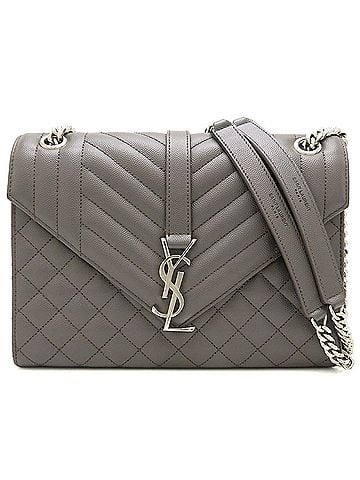 Yves Saint Laurent YVES SAINT LAURENT Envelope Medium 487206 Shoulder Bag Leather Gray Women's 353498 (view 1)