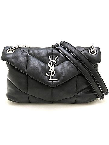 Yves Saint Laurent YVES SAINT LAURENT Puffer Small 577476 Shoulder Bag, Lambskin, Black, Women's 353514 (view 1)