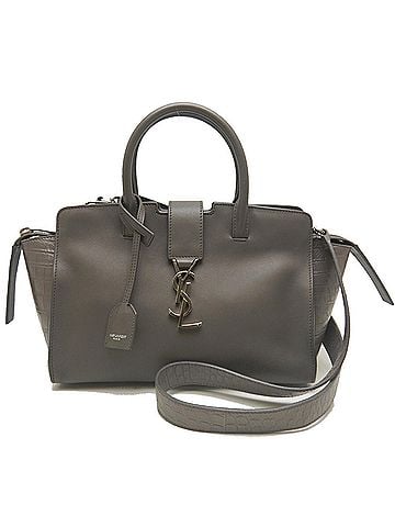 Yves Saint Laurent YVES SAINT LAURENT Downtown Cabas Embossed Leather Handbag GNR436834, Gray, Women's 254221 (view 2)