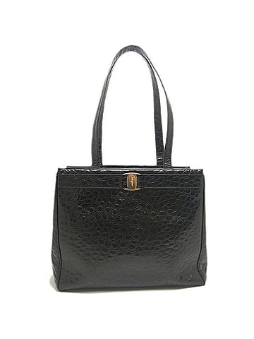 Salvatore Ferragamo Salvatore Ferragamo Vara Embossed Leather Tote Bag BK-21 2530 Black Women's 254222 (view 1)