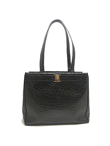 Salvatore Ferragamo Salvatore Ferragamo Vara Embossed Leather Tote Bag BK-21 2530 Black Women's 254222 (view 2)