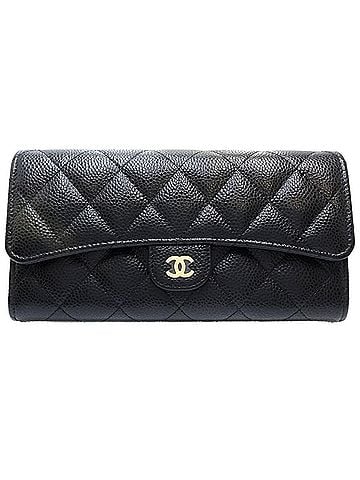 Chanel CHANEL Chanel Long Wallet AP0241 Classic Flap Matelassé Caviar Skin Black Women's 182270 (view 1)