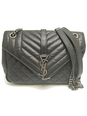 Yves Saint Laurent YVES SAINT LAURENT Envelope 428125 Chain Shoulder Bag Leather Black Women's 254217 (view 1)