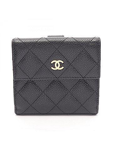 Chanel Chanel Matelassé Double Snap Wallet, Caviar Leather (Grained Calfskin), Women's, Black (view 1)