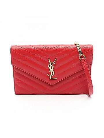 Yves Saint Laurent Yves Saint Laurent Saint Laurent Paris Cassandra Envelope Shoulder Bag/Handbag, Leather, Women's, Red (view 1)