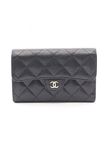 Chanel Chanel Matelassé Tri-fold Wallet, Caviar Leather (Grained Calfskin), Women's, Black, AP0232 (view 1)