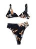 Cupshe Floral Black Yellow Blue Two Piece Swimsuit Size S - photo 1