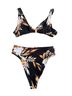Cupshe Floral Black Yellow Blue Two Piece Swimsuit Size S - photo 2