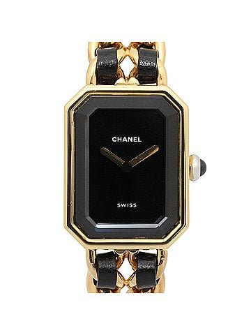 Chanel Chanel CHANEL Première S Watch, Gold Plated (GP), Leather Strap, Women's, Black, H0001 (view 1)