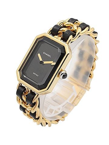 Chanel Chanel CHANEL Première S Watch, Gold Plated (GP), Leather Strap, Women's, Black, H0001 (view 2)