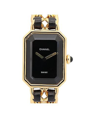 Chanel Chanel CHANEL Première S Watch, Gold Plated (GP), Leather Strap, Women's, Black, H0001 (view 1)