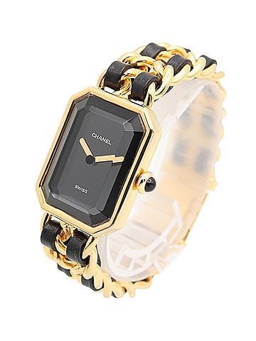 Chanel Chanel CHANEL Première S Watch, Gold Plated (GP), Leather Strap, Women's, Black, H0001 (view 2)