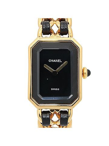 Chanel Chanel CHANEL Première S Watch, Gold Plated (GP), Leather Strap, Women's, Black, H0001 (view 1)