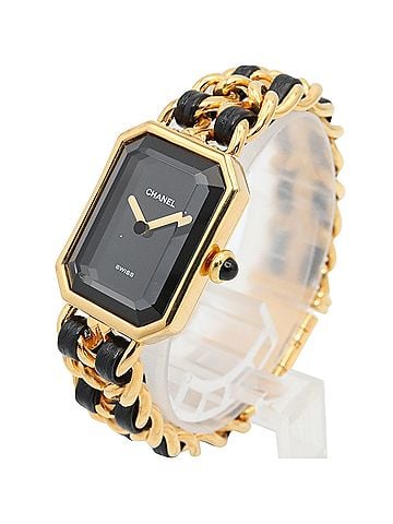 Chanel Chanel CHANEL Première S Watch, Gold Plated (GP), Leather Strap, Women's, Black, H0001 (view 2)