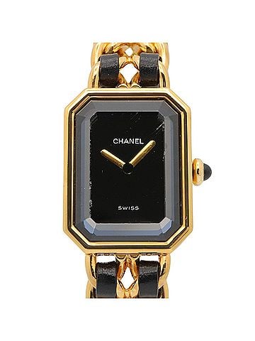 Chanel Chanel CHANEL Première S Watch, Gold Plated (GP), Leather Strap, Women's, Black, H0001 (view 1)