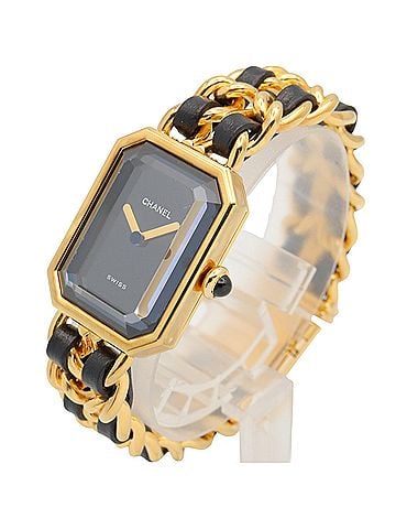 Chanel Chanel CHANEL Première S Watch, Gold Plated (GP), Leather Strap, Women's, Black, H0001 (view 2)