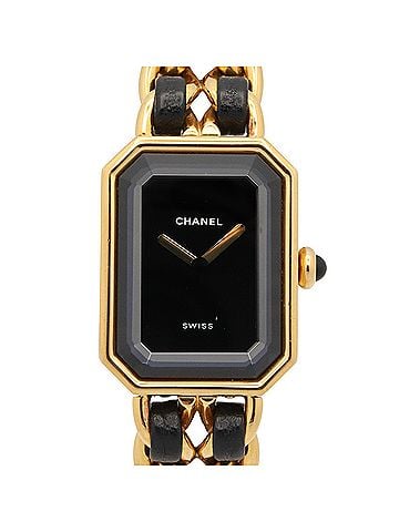 Chanel Chanel CHANEL Première S Watch, Gold Plated (GP), Leather Strap, Women's, Black, H0001 (view 1)