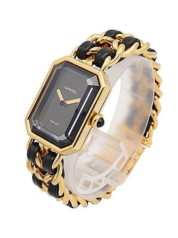 Chanel Chanel CHANEL Première S Watch, Gold Plated (GP), Leather Strap, Women's, Black, H0001 (view 2)