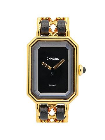 Chanel Chanel CHANEL Première S Watch, Gold Plated (GP), Leather Strap, Women's, Black, H0001 (view 1)