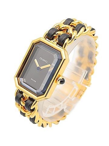 Chanel Chanel CHANEL Première S Watch, Gold Plated (GP), Leather Strap, Women's, Black, H0001 (view 2)