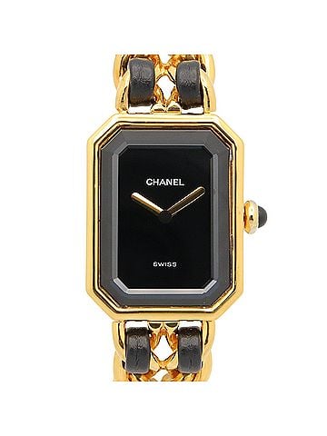 Chanel Chanel CHANEL Première S Watch, Gold Plated (GP), Leather Strap, Women's, Black, H0001 (view 1)