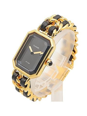 Chanel Chanel CHANEL Première S Watch, Gold Plated (GP), Leather Strap, Women's, Black, H0001 (view 2)
