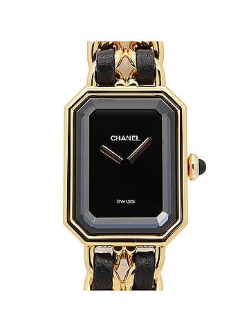 Chanel Chanel CHANEL Première L Watch, Gold Plated (GP), Leather Strap, Women's, Black, H0001 (view 1)