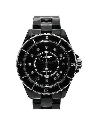 Chanel Chanel J12 12-Diamond Watch, Ceramic, Diamond, Men's, Black, H5702 (view 1)