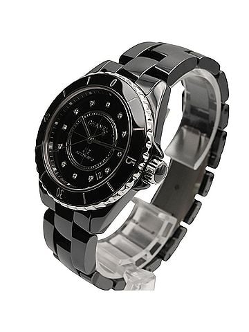 Chanel Chanel J12 12-Diamond Watch, Ceramic, Diamond, Men's, Black, H5702 (view 2)