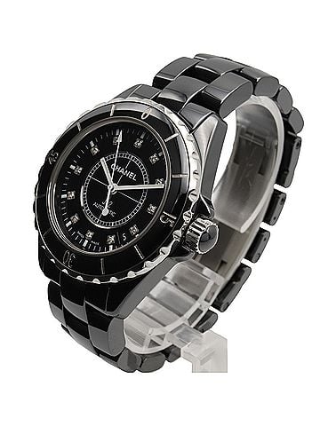 Chanel Chanel J12 12-Diamond Watch, Ceramic, Diamond, Men's, Black, H1626 (view 2)