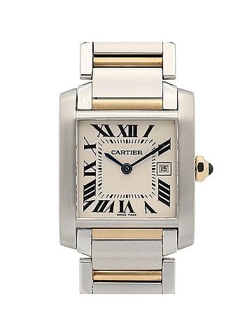 Cartier Cartier Tank Française MM Boys' Watch, 18K Yellow Gold, Stainless Steel, Silver Tone, W51012Q4 (view 1)