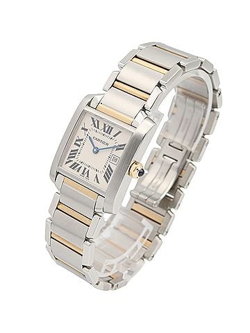 Cartier Cartier Tank Française MM Boys' Watch, 18K Yellow Gold, Stainless Steel, Silver Tone, W51012Q4 (view 2)