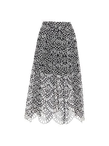 Oscar De La Renta Oscar De La Renta Silk Cotton Embroidery Skirt (view 1)