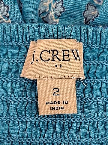 J.Crew Factory Store Block Print Square Neck Smocked Floral Tiered Midi Dress Casual Dress (view 2)
