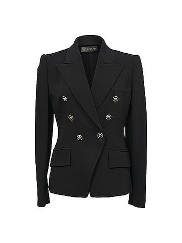 Versace Versace Double-Breasted Signature Blazer in Black Wool (view 1)