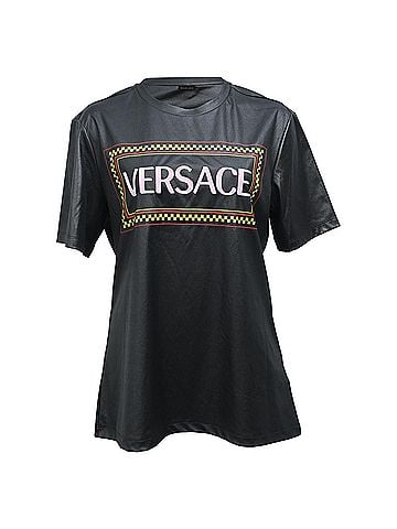 Versace Versace Jersey Logo Print T-shirt in Black Polyester (view 1)