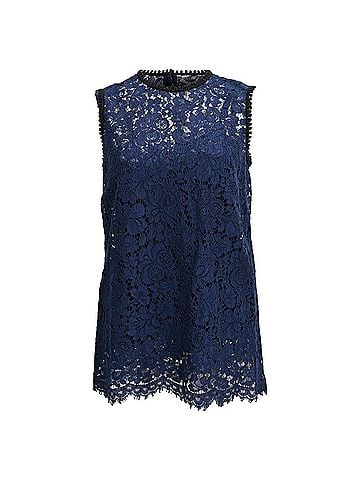 Dolce & Gabbana Dolce &amp; Gabbana Lace Sleeveless Blouse in Navy Blue Cotton (view 1)