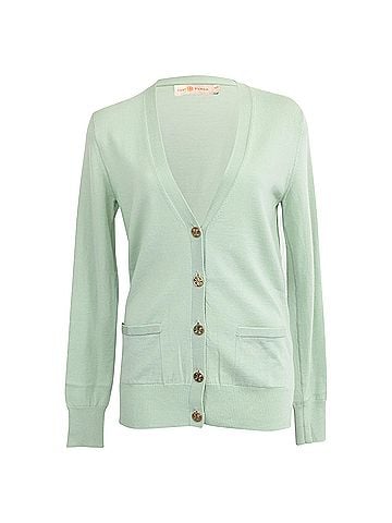 Tory Burch Tory Burch Buttoned Cardigan in Green Cotton (view 1)