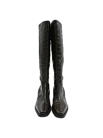 Ganni Ganni Western Knee High Boots in Green Leather (view 2)