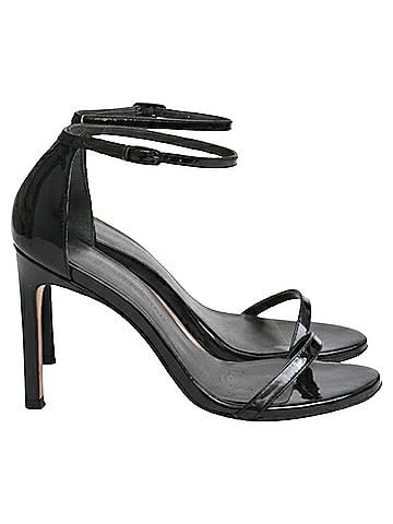 Stuart Weitzman Stuart Weitzman NudistSong Sandals in Black Patent Leather (view 1)