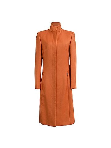Versace Gianni Versace Couture High-Neck Coat with Pockets in Orange Wool (view 1)