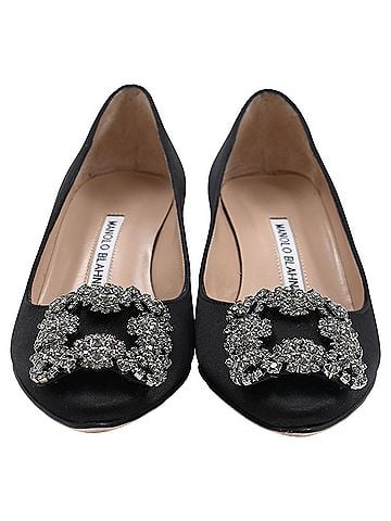 Manolo Blahnik Manolo Blahnik Hangisi 70 Pumps in Black Satin (view 2)