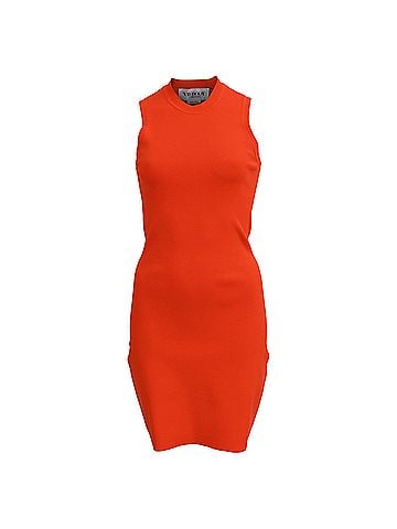 Victoria Beckham VB Body by Victoria Beckham Bodycon Mini Dress in Orange Viscose (view 1)