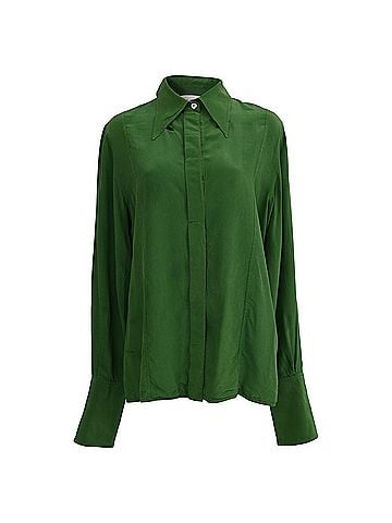 Victoria Beckham Victoria Beckham Crepe Shirt in Green Silk (view 1)