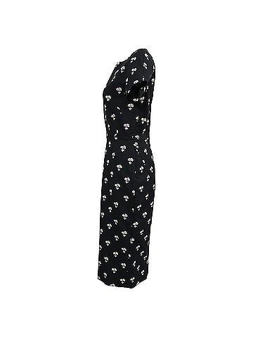 Victoria Beckham Victoria Beckham Daisy Floral Jacquard Midi Dress in Black Cotton (view 2)